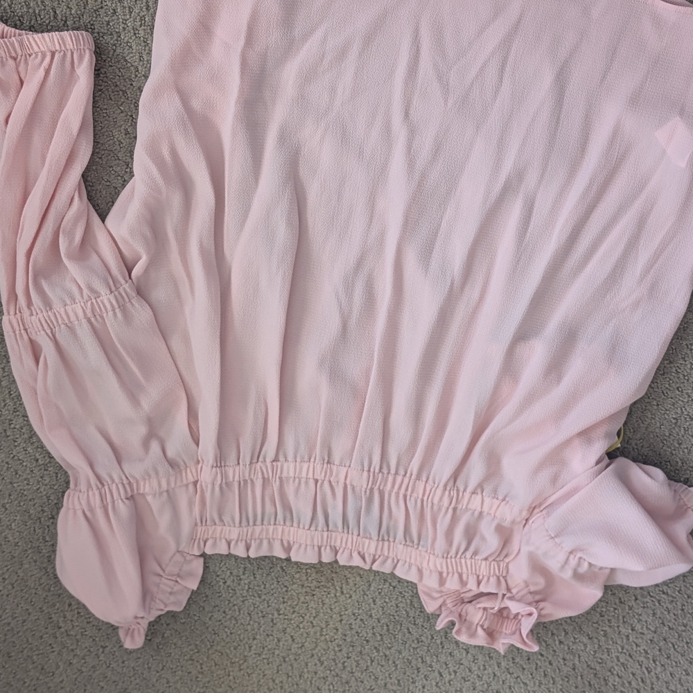 CeCe Light Pink Elastic Waist Off-Shoulder Blouse